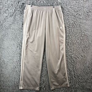 Adidas Pants Mens Large Gray 3 Stripe Pockets Track Pull On Tie Waist Athletic